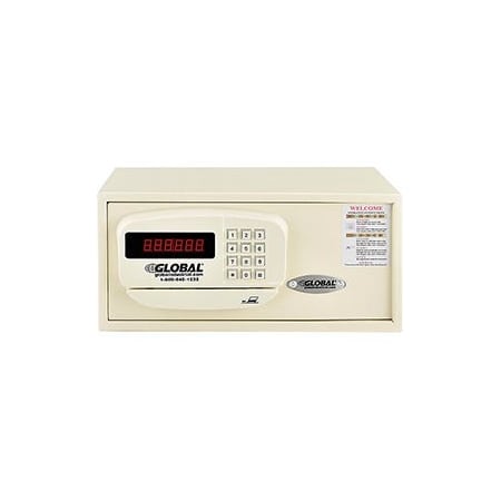 Global Industrial Personal Hotel Safe Electronic Lock w/Card Slot 15Wx10Dx7H Keyed Alike, WHT 493383A